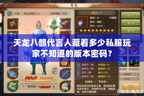 天龙八部代言人藏着多少私服玩家不知道的版本密码？